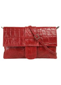 CLUTY Damen Abendtasche, rot, Leder, Taschen, echt Leder, Made in Italy