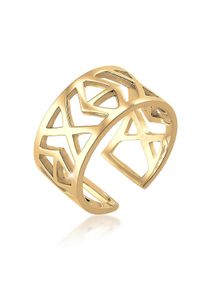 Elli Damen Fingerring "Ikat-Muster 925 Sterling Silber", Resizable, ohne Stein, Silber 925 (Sterlingsilber), 10mm, gold, Silber 925 (Sterlingsilber),