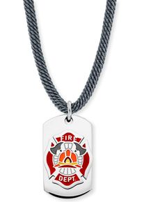 Herzengel Jungen Kette mit Anhänger "Feuerwehr, HEN-FIREFIGHTER", Edelstahl-Polyester, L: 46cm B: 2mm, bunt, Edelstahl, Polyester, B:2mm, Halsketten,