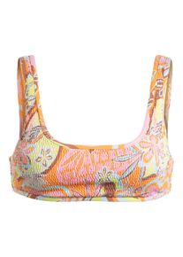 Roxy Damen Bandeau-Bikini-Top "Floraldelic", orange, Gr. M, 87% Nylon, 13% Elasthan, Bikini-Oberteile
