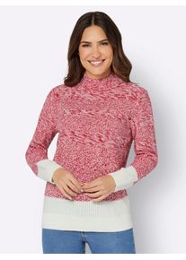 Classic Basics Damen Stehkragenpullover "Stehkragen-Pullover", rot, Gr. 42, gemustert, mehrfarbig, 100% Polyacryl, Pullover