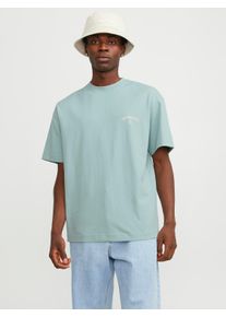 Jack & Jones JACK & JONES Herren Oversize-Shirt "JORSANTORINI BACK TEE SS CREW NECK SN", grau, Basic, Gr. XS, Jersey, Obermaterial: 100% Baumwolle, Shirts
