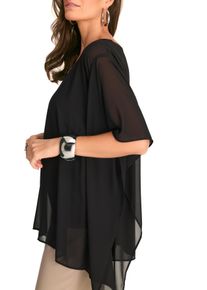 Damen Blusenponcho, schwarz, casual, Gr. 46, HERMANN LANGE Collection, unifarben, Obermaterial: 100% Polyester, Blusen, mit weiten Ärmeln