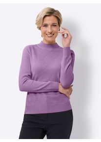 Damen Stehkragenpullover "Stehkragen-Pullover", lila, Gr. 40, unifarben, gemustert, 100% Polyacryl, Pullover