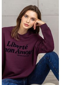 Damen Sweater, lila, casual, Gr. L, SENSES.THE LABEL, bedruckt, Material: 95% Baumwolle, 5% Elasthan, Sweatshirts, mit Baumwolle