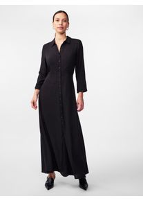 Y.A.S Damen Hemdblusenkleid "YASSAVANNA LONG SHIRT DRESS", schwarz, modisch, Gr. XXL, unifarben, Web, Obermaterial: 100% Viskose, Kleider, mit 3/4