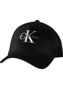 Damen Baseball Cap "MONOLOGO 5 PANEL MESH BACK CAP", schwarz, casual, Calvin Klein Jeans, unifarben, Stoff, Baumwolle, Caps, mit Logostickerei