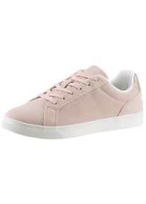 Tommy Hilfiger Damen Sneaker "COLOR POP COURT SNEAKER", Gr. 35, rosa, Veloursleder, Lederimitat, unifarben mit Farbeinsatz, sportlich, Schuhe,