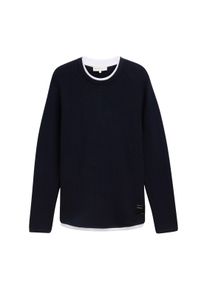 Herren 2-in-1-Pullover, blau, casual, Gr. XL, Tom Tailor Denim, Strukturmuster, Strick, Obermaterial: 100% Baumwolle, Pullover, mit Struktur