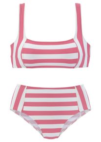 Venice Beach Damen Bustier-Bikini, rosa, Gr. 36, gestreift, Recycling-Polyester, Bikini-Sets, mit gewebten Streifen