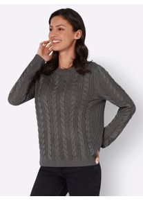 Classic Basics Damen Rundhalspullover "Rundhals-Pullover", grau, Gr. 44, unifarben, 100% Polyacryl, Pullover