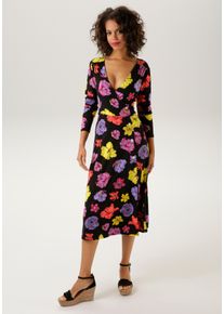 Aniston CASUAL Damen Jerseykleid, bunt, feminin, Gr. 34, bedruckt, geblümt, Single Jersey, Obermaterial: 95% Viskose, 5% Elasthan, Kleider, mit