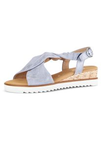 Gabor Damen Sandalette "GENUA", Gr. 43, blau, Nubukleder, klassisch, Schuhe, Sommerschuh, Sandale, Keilabsatz, mit verstellbarem Fersenriemchen