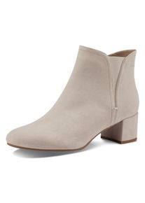 Tamaris Damen Stiefelette, Gr. 36, beige, Textil, Veloursleder, elegant, Schuhe, Blockabsatz, Businessschuh, Ankleboots mit Stretcheinsatz