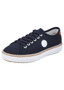 Rieker Damen Sneaker, Gr. 38, blau, Lederimitat, Textil, casual, Schuhe, mit herausnehmbarer Innensohle, Freizeitschuh, Halbschuh, Schnürschuh