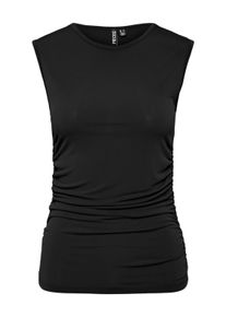 Pieces Damen Shirttop "PCMADISON SL RUCHING TOP NOOS BC", schwarz, modisch, Gr. L, unifarben, Jersey, Obermaterial: 95% Polyester, 5% Elasthan, Tops