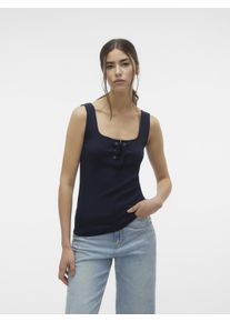 Véro Moda VERO MODA Damen Trägertop "VMCAISA SL SHORT TOP JRS GA", blau, modisch, Gr. M, unifarben, Jersey, Obermaterial: 95% Baumwolle, 5% Elasthan, Tops