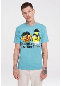 logoshirt Herren T-Shirt "Sesamstrasse - Ernie & Bert Havin Fun", blau, casual, Gr. XXL, bedruckt, 100% Baumwolle, Shirts, mit angesagtem Ernie &
