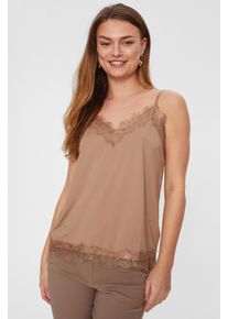 Freequent Damen Spitzentop "BICCO-ST", beige, casual, Gr. XL, unifarben, Web, Obermaterial: 95% Polyester, 5% Elasthan, Tops, mit Spaghetti-Trägern