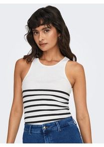 Only Damen Tanktop "ONLKENYA RIB STRIPE TANK TOP CS JRS", schwarz-weiß, modisch, Gr. M, gestreift, Jersey, Obermaterial: 95% Baumwolle, 5% Elasthan,