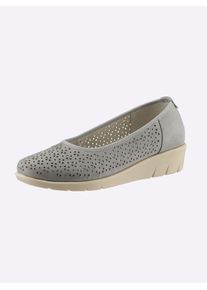 Classic Basics Damen Ballerina, Gr. 36, grau, Veloursleder, Basic, Schuhe