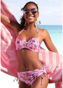 Sunseeker Damen Bikini-Hose "Modern", rosa, Gr. 34, floral, bedruckt, Polyamid, Badehosen, seitlich regulierbar