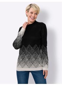 Classic Basics Damen Stehkragenpullover "Stehkragen-Pullover", schwarz, Gr. 40, gemustert, mehrfarbig, 100% Polyacryl, Pullover