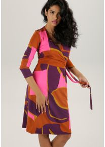 Damen Jerseykleid, bunt, feminin, Gr. 34, Aniston SELECTED, bedruckt, Single Jersey, Obermaterial: 95% Viskose, 5% Elasthan, Kleider, mit