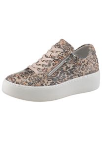 Waldläufer WALDLÄUFER Damen Plateausneaker "H-NICKY", Gr. 4, braun, Textil, animal-print, modisch, Schuhe, Freizeitschuh, Halbschuh, Schnürschuh mit seitlichem