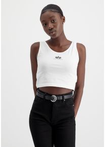 Damen Muskelshirt "Alpha Industries Women - Tanks Basic Crop-Tank SL Women", weiß, Gr. M, Alpha Industries, Obermaterial: 95% Baumwolle, 5% Elastan,