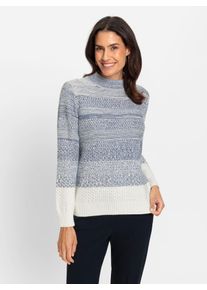 Inspirationen Damen Strickpullover "Pullover", blau, Gr. 40, gemustert, mehrfarbig, meliert, 74% Baumwolle, 26% Polyacryl, Pullover