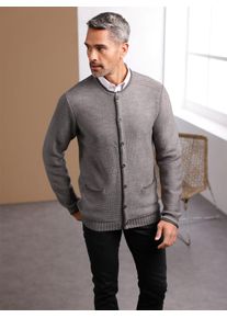 CLASSIC Herren Strickjacke, grau, Gr. 48, meliert, unifarben, 100% Polyacryl, Strickjacken