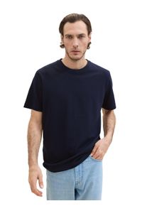 Tom Tailor Herren T-Shirt, blau, casual, Gr. XXXL, unifarben, Single Jersey, Obermaterial: 95% Baumwolle, 5% Elasthan, Shirts, mit Pique Struktur