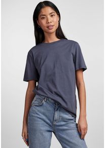 Pieces Damen Rundhalsshirt "PCRIA SS SOLID TEE NOOS BC", blau, casual, Gr. XXL, unifarben, Single Jersey, Obermaterial: 100% Baumwolle, Shirts