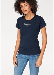 Pepe Jeans Damen T-Shirt "NEW VIRGINIA", blau, casual, Gr. M, bedruckt, Single Jersey, Obermaterial: 95% Baumwolle, 5% Elasthan, Shirts, mit