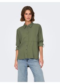 Jacqueline de Yong JDY Damen Hemdbluse "JDYOLLI L/S LONG SHIRT WVN NOOS", grün, modisch, Gr. XS, unifarben, Web, Obermaterial: 89% Viskose, 11% Polyester, Blusen