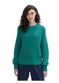 Damen Strickpullover, grün, modisch, Gr. S, Tom Tailor Denim, meliert, unifarben, Strick, Obermaterial: 50% Baumwolle, 50% Polyacryl, Pullover, mit