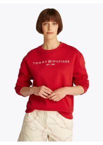 Tommy Hilfiger Damen Sweatshirt "MDRN REG CORP LOGO C-NK SWTSHRT", rot, casual, Gr. M, unifarben, Sweatware, Obermaterial: 64% Baumwolle, 36%