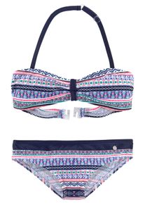 s.Oliver Kinder Bandeau-Bikini "Barcelona Kids", bunt, Gr. 158, Colorblocking, Polyamid, Bikini-Sets, im frechen Streifen-Look