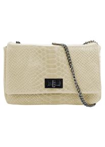 CLUTY Damen Umhängetasche, beige, Leder, Taschen, echt Leder, Made in Italy