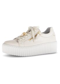 Gabor Damen Plateausneaker, Gr. 44, beige, Nappaleder, unifarben, sportlich, Schuhe, Freizeitschuh, Halbschuh, Schnürschuh mit modischem
