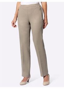 Classic Basics Damen Bügelfaltenhose, beige, Gr. 44, gemustert, gestreift, 100% Polyester, Hosen