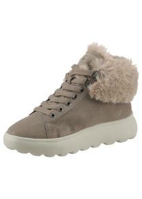 Geox Damen Winterboots "D SPHERICA", Gr. 35, grau, Veloursleder, Fellimitat, sportlich, Schuhe, High Top Sneaker, Schnürboots, Winterboots mit