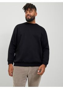 Jack & Jones PlusSize Herren Sweatshirt "JJEBRADLEY SWEAT CREW NOOS PLS", schwarz, modisch, Gr. 5XL, JACK & JONES PLUSSIZE, unifarben, angeraute Sweatware, Obermaterial: