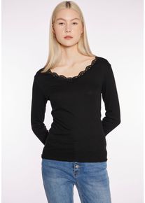 Haily's HAILY’S Damen Langarmshirt "LS V TP Fi44ona", schwarz, feminin, Gr. S, unifarben, Jersey, Obermaterial: 95% Viskose, 5% Elasthan, Shirts