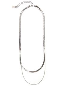 Firetti Damen Collier "Halsschmuck Layering-Look Panzerkette 2-reihig", Metall, L: 50cm B: 3mm, grau, Metall, B:3mm, Halsketten