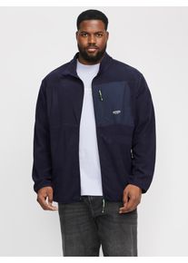 Jack & Jones PlusSize Herren Fleecejacke "JJTHEO FLEECE JACKET PLS", blau, modisch, Gr. XXXL, JACK & JONES PLUSSIZE, unifarben, Fleece, Obermaterial: 100% Polyester, Jacken