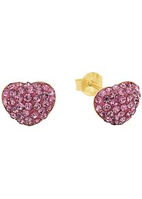 Amor Damen Paar Ohrstecker "Herz, Trachtenschmuck, Volksfest, 2039218, 2039219", Silber 925 (Sterlingsilber), pink, Silber 925 (Sterlingsilber),