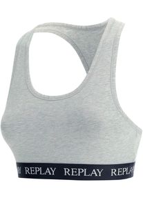 Replay Damen Bustier "LADY RACERBACK BRA", Gr. M, grau, Obermaterial: 50% Viskose, 45% Baumwolle, 5% Elasthan, unifarben, sportlich, BHs, mit