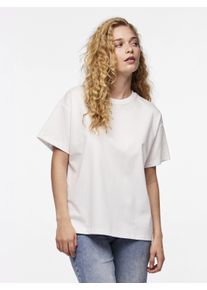 Pieces Damen Kurzarmshirt "PCSKYLAR SS OVERSIZED TEE NOOS", weiß, modisch, Gr. S, unifarben, Jersey, Obermaterial: 57% Polyester, 43% Baumwolle,